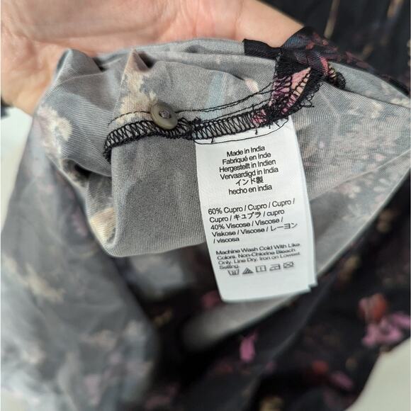 new Madewell Wide V-Neck Midi Dress floral black sz10 Printed Side Slit Sexy - Picture 12 of 12